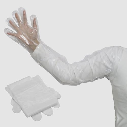Disposable long Gloves 50pcs 35inch Length Plastic Long Sleeve Gloves for Veterinary Arm Protection