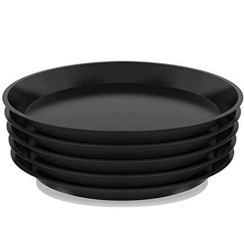 Plant Saucer, 5 Pack - 20 Inch Heavy Duty Plastic Tray for Pots, Drainage Hole, Large Drip Tray for Indoors, Waterproof, Easy to Clean, Reusable, Round, Black - size: 20 Inch
