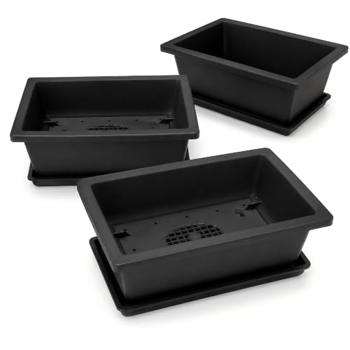 Bonsai Pots 3 Pack, 6.5 Inch Plastic Bonsai Training Pots with Trays - size: Small