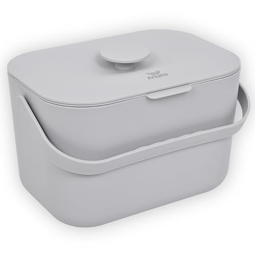 Kitchen Compost Bin – 1.3 Gallon Countertop Compost Bin with Lid, Odor-Blocking, No Charcoal Filters Needed, Indoor Compost Bin with Removable Basket, Easy Clean