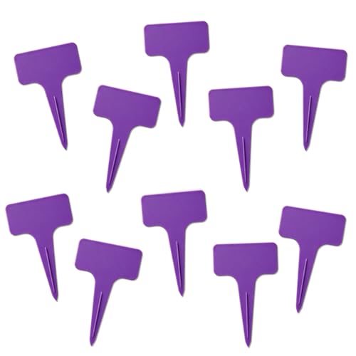 200 Pcs Thick T-Type Plant Labels, 4 Inch Waterproof PP Hard Plastic Garden Markers, Reusable Nursery Tag Stakes for Indoor Outdoor Potted Plants, Seedlings, Flowers, Vegetables & Herbs(Purple) - color: Purple