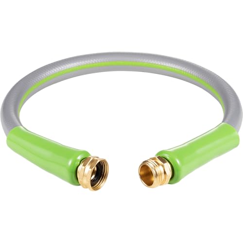 SheeChung Short Garden Hose 1ft x 5/8",Leader Hose for Hose Reel Faucet,Short RV Water Hose Heavy Duty,Lightweight Rubber Small Hose,Hose Extension,3/4"Brass Fittings,Male to Female Hose - color: Grey+Green, size: 1ft-Male to female