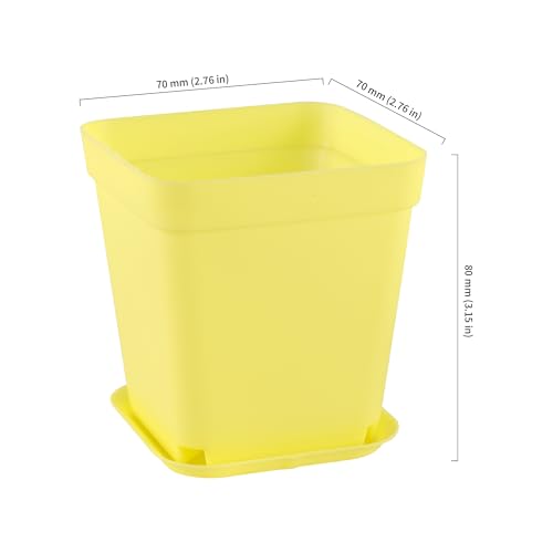 HOIGON 100 Pack 3 Inch Yellow Square Nursery Pot, Durable Thickened Plastic Nursery Pots with Drainage Holes and Saucers, Small Square Planting Containers for Flower Tomatoes Basil - color: Yellow