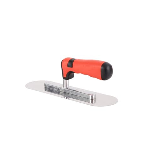 Concrete Tools Stainless Steel Pool Trowel, 10" x 3" Masonry Hand Tool with Soft Grip Handle, Lightweight, Plastering Trowel for Drywall Plastering Construction, Round End (Small:10"L x 3"W) - size: Small:10"L x 3"W