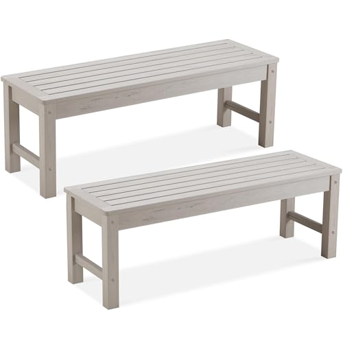 Psilvam 47" Backless Outdoor Bench for 2-Person, Grey, 2pcs - color: Grey, size: 2 pack