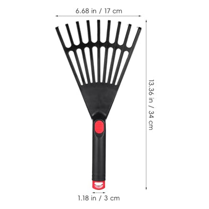 DECHOUS 2Pcs Small Hand Rake Garden Tool: Short Handle Plastic Hand Rakes for Gardening Cultivating Loosening Soil Spreading - 9 Tine - Garden Essential Tools - Black