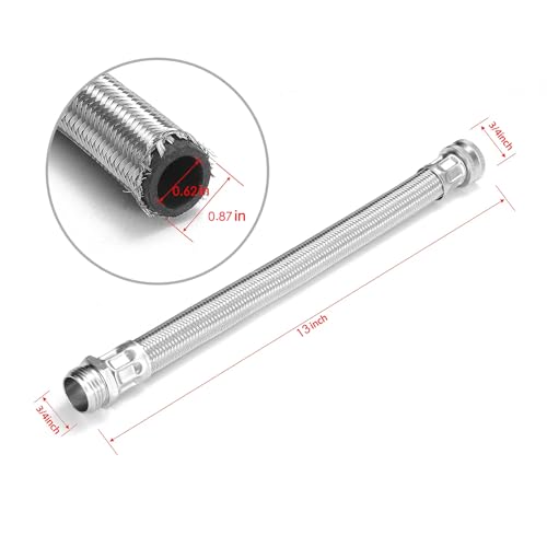 Garden Hose Extender, Kink-Free Saver,Braided Stainless Steel Water-Inlet Hose (Hose OD 0.87", ID 0.62") - size: 1FT, style: Male to Female