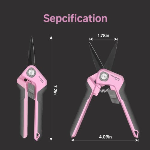 PrunePro Pruning Shears Scissors Set - Professional German Stainless Steel Hand Pruner Anti-Break Lock Ergonomic Garden Scissors for Branches Herb Flower Bonsai Garden Clipper - color: Pink