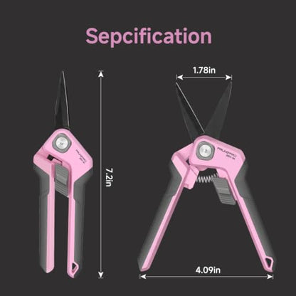 PrunePro Pruning Shears Scissors Set - Professional German Stainless Steel Hand Pruner Anti-Break Lock Ergonomic Garden Scissors for Branches Herb Flower Bonsai Garden Clipper - color: Pink