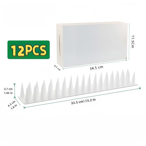 Bird Nail, 12 Piece Set of Outdoor Bird Deterrent, Keep Away from Squirrels, Pigeons, Raccoons, Garden Terrace Fence to Prevent Invasion and Stabbing (White) - color: white