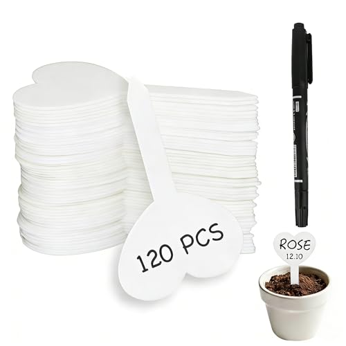 White Platic Plant Markers Plant Tags with Black Pen - color: White