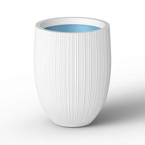 Kante Large Round Bullet White Concrete Planter 21.7" Tall, Outdoor - color: White, size: 21.7 Inch Tall