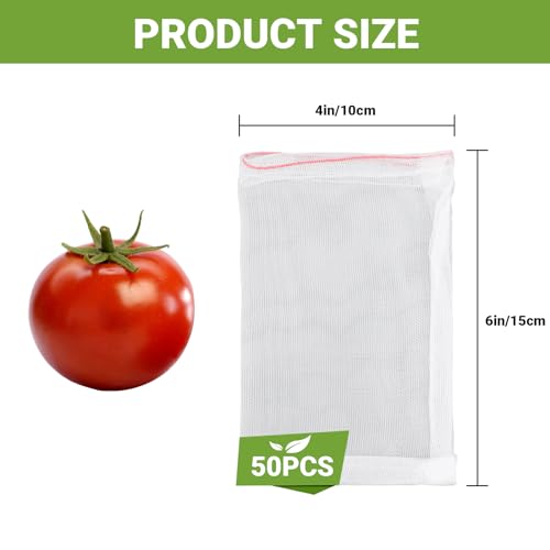 Fruit Protect Bags, 50pcs 4x6 in Garden Netting Bags with Drawstring Against Fruits Flies Bugs Birds Insects, Fruit Tree Bags for Protecting Apple Tomato Peach Figs Guavas Citrus - size: 4"x6"/Pack of 50