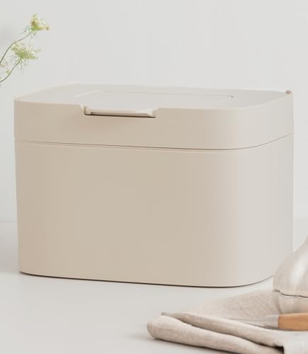 KAZAI. Compost Bin Kitchen 'Elin' | 1.2 GAL / 4.5L Countertop Compost Bin with Lid & Carbon Filter | Odor-Free, Dishwasher Safe, with Inner Bucket | Small Indoor Kitchen Composter | Taupe - color: Taupe