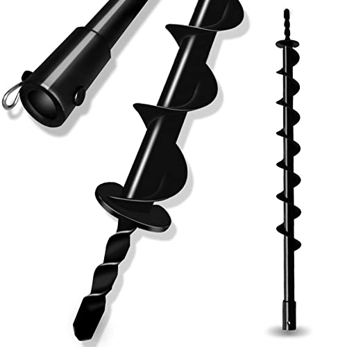 LONGRUN Post Hole Digger 0.79"(20mm) Inner Shaft Head Earth Auger Drill Bit, Fence Hole Digger Solid Spiral Augers, Garden Hole Digging Drill Bit for Planting Trees, Bulb, Earth Burrowing-2" x 31.5" - color: Black, size: 2 Inch