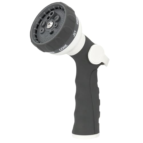 Garden Hose Spray Nozzle, Water Sprayer with 8 Adjustable Patterns, Impact Resistant and Non-Slip for Watering Plants, Car Washing, Pets Bathing and Cleaning - color: White