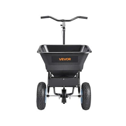 VEVOR Broadcast Spreader 15 lbs Capacity Hopper Walk-Behind Push Spreader | For Lawn & Garden Small Home Use, 9.8 ft Spreading Width, 10" All-Terrain Tires, Adjustable Flow Control for Fertilizer Seed