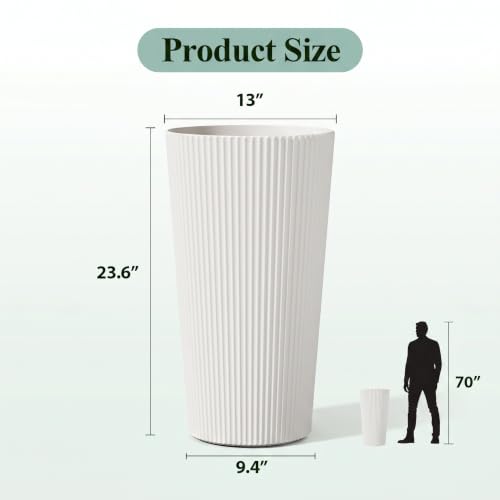 24" Tall Planters for Outdoor Plants with Insert, Set of 2 White - color: White-r
