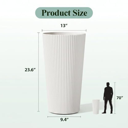 24" Tall Planters for Outdoor Plants with Insert, Set of 2 White - color: White-r