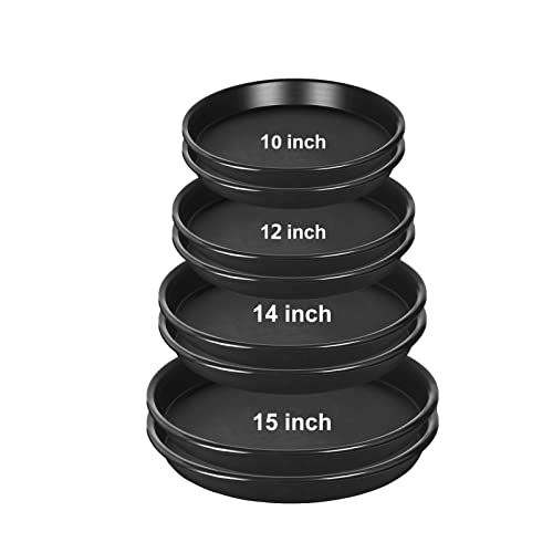 8 Pack 10Inch 12Inch 14Inch 15 Inch Plant Saucer Plastic Plant Saucer Drip Trays Plant Saucers for Indoors Outdoor Plant (10+12+14+15 inch) Black - color: 10+12+14+15