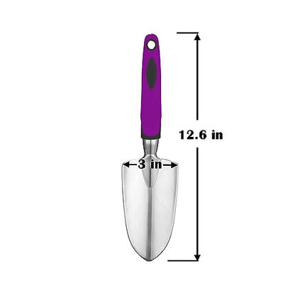 Garden Tool Shovel for Digging Gardening Trowel for Lawn Planting Alloy Spade Plastic Handle Anti Slippery - color: Purple