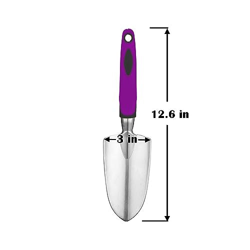 Garden Tool Shovel for Digging Gardening Trowel for Lawn Planting Alloy Spade Plastic Handle Anti Slippery - color: Purple