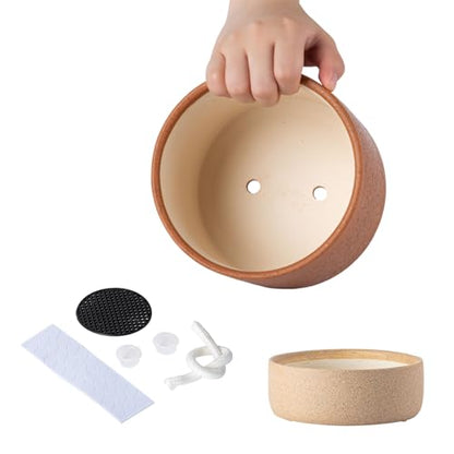 6 Inch Ceramic Self Watering Planter with Drainage Hole Terracotta - color: Terracotta, size: Small