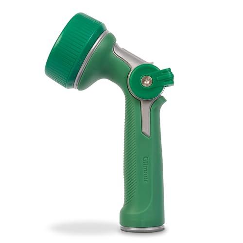 Gilmour Medium Duty Garden Hose Nozzle with 7 Adjustable Spray Patterns, Water Hose Nozzle for Watering Garden or Lawn, Green