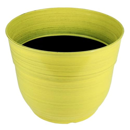 Garden Elements Indoor/Outdoor Glazed Brushed Happy Plastic Planter, Large, Bright Yellow, 15" - color: Bright Yellow