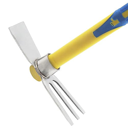 2 PCS Garden Hoe Tools, Stainless Steel Cultivator Hand Tiller and Hand Pick Axe with Fiberglass Handle, Pick Mattock Hoe for Planting Digging Weeding Gardening - size: Cultivator Hoe 2PCS