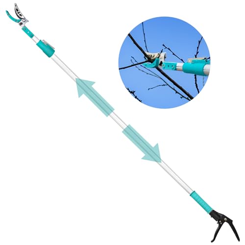 Altdorff Tree Pruner Extendable, Tree Trimmers Long Handle Pruner, Extra Length to 10ft, Telescopic Pole Pruner with Rotate Head, Smooth Clean Cut, Ideal For Removing High Branches and Fruit Picking