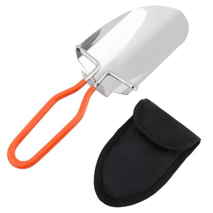 Folding Camping Shovel, Mini Lightweight Garden Shovel, Stainless Steel Hiking Trowel Entrenching Tool, Digging Shovel with Carrying Pouch, for Planting, Transplanting, Weeding, Digging Soil(8.8inch)