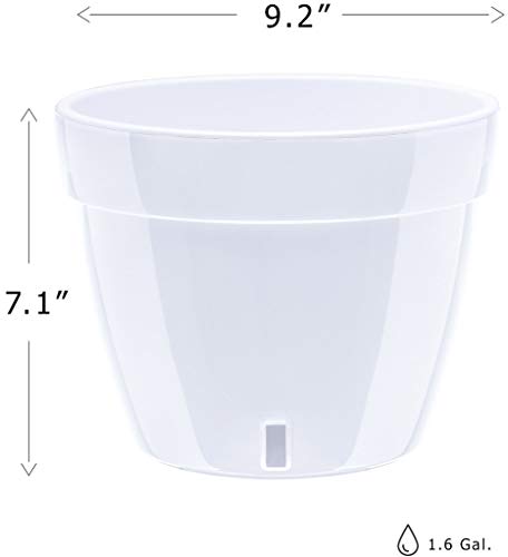 Gardenera 9.2" ASTI Self Watering Planter in Menthol/White - Modern Flower Pot with Water Level Indicator for All House Plants, Flowers, Herbs, Succulents and Hanging Plants - color: Menthol/White, size: 9.2 Inch