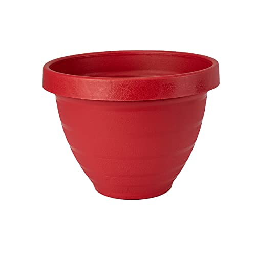 The HC Companies Rings Flower Planter - Self Watering Plant Pots for Herbs & More - Round Lightweight Outdoor & Indoor Planter (8" Warm Red, Pack of 1) - color: Warm Red, size: 8"
