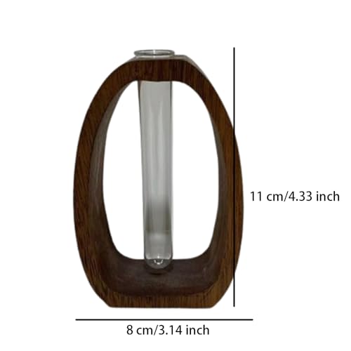 Test Tube Vase Hydrophilic Plants Vase, Plants Propagation Stations with Wooden Stand,for Hydroponic Plants Home Garden Decoration