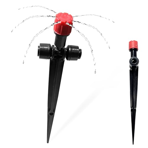 40PCS Push-to-Connect Drip Irrigation Emitters for 1/4 inch Irrigation Tubing, Two-Way Connection Adjustable Drip Emitter Sprayer with Stake, Irrigation Dripper Sprinklers for Drip Irrigation System - size: 40PCS Two-Way Drip Irrigation Emitters Sprayer