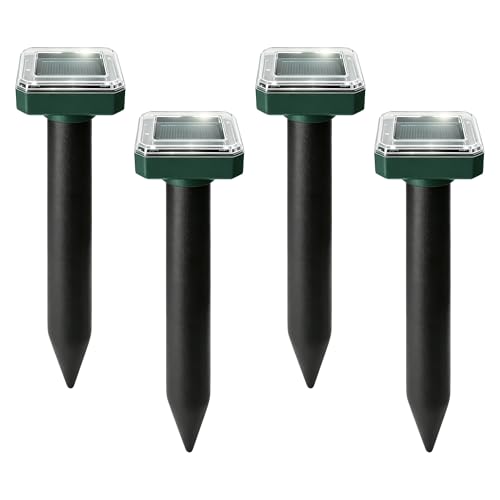 Mole Repellent Solar Powered 4 Pack, Effective Snake Repellent for Yard