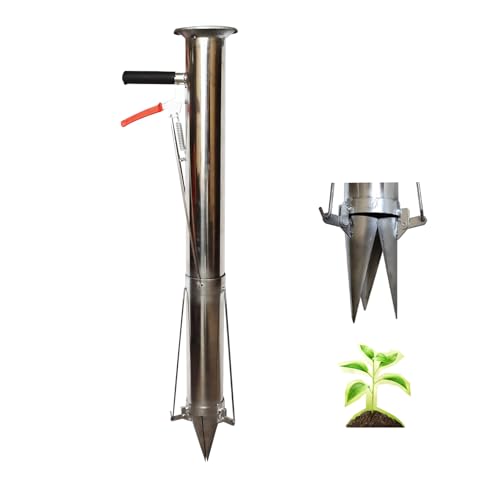 Seedling Transplanting Bulb Planter Tool Long Handle, Vegetable Young Plant Manual Plant Transplanter, Single Handle Stainless Steel Planting Garden Tools for Garden, Greenhouse