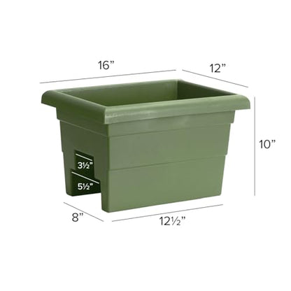 Root & Vessel Countryside Railing Planter Box, 16 Inch, Sage - color: Sage, size: 16 Inch