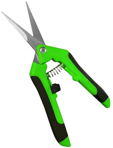 GARDEN GURU Razor Sharp Snip – Professional Garden Pruning Shears Trimmers Scissors – Super Sharp Micro-Tip Precision Stainless Steel Blades - Easy on Arthritic Hands - Soft Ergonomic Rubber Handles - size: 1 Pack, style: Snips