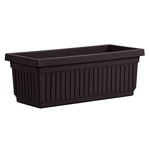 The HC Companies Venetian 24 Inch Fluted Window Planter Box, Black, 2-Pack