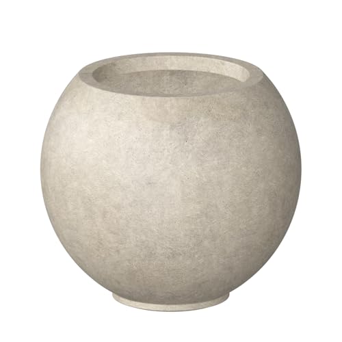 Kante Accent Round Sphere Weathered Concrete Planter 19.3" Dia, Outdoor - color: Weathered Concrete, size: 19.3"w x 16.5"h