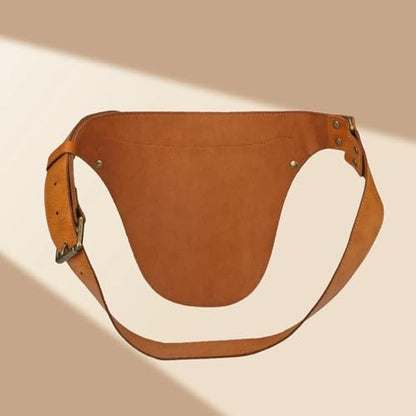 Leather Florist Tool Belt Pouch 3-Pocket Adjustable for Gardening Carpenter - color: Brownish Yellow