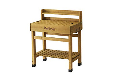 VegTrug Deluxe Cedar Potting Bench, Natural - Outdoor Workstation with Removable Metal Tray, Built-in Shelves & Storage for Gardening, Repotting, Seed Starting, Patio & Greenhouse Use