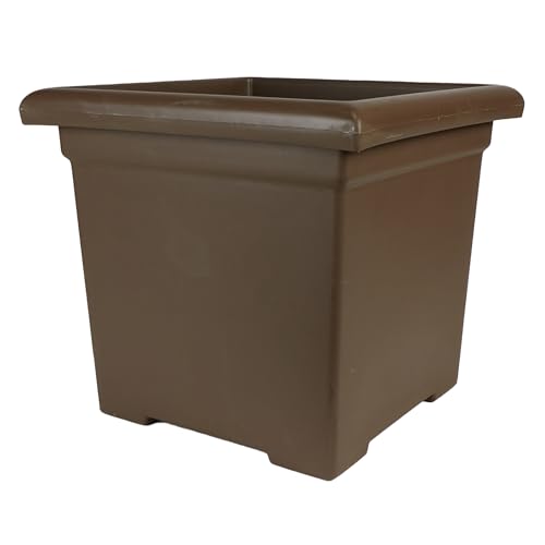 The HC Companies Accent Square Plant Pot w/Drainage - Classic Planters for Outdoor Plants & Indoor Plants - Lightweight & UV-Resistant Square Planter Box (15.5”, Chocolate, Pack of 1) - color: Chocolate, size: 15.5"
