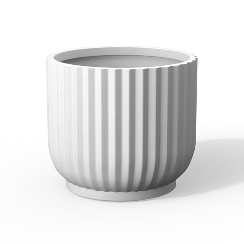 Kante Small Round Pedestal White Concrete Planter 9.8" Dia, Outdoor - color: White, size: 11"w x 9.8"h