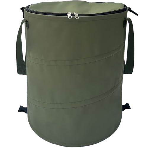 Pop up Camping Trash can,24 Gallon Collapsible Garden bin with lid(Green) - color: Green