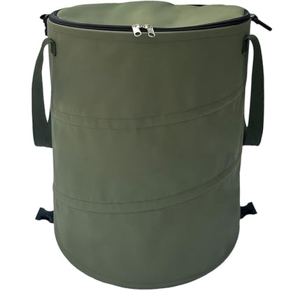 Pop up Camping Trash can,24 Gallon Collapsible Garden bin with lid(Green) - color: Green