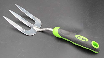 Stainless Steel Garden Fork/Weeder 3T 12-Inch - Super Strong Premium Garden Hand Weeder Fork - Stainless Steel Blade Mirror Polishing - with Soft dual-color Ergonomic Handle