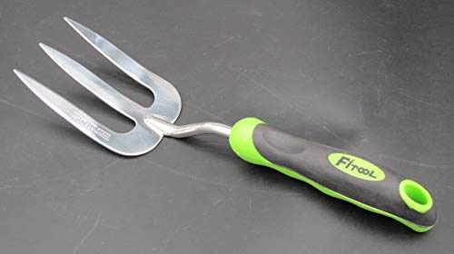 Stainless Steel Garden Fork/Weeder 3T 12-Inch - Super Strong Premium Garden Hand Weeder Fork - Stainless Steel Blade Mirror Polishing - with Soft dual-color Ergonomic Handle